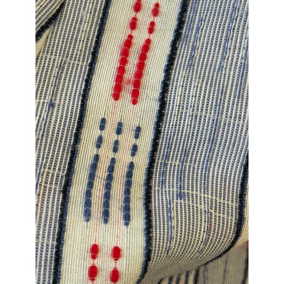 Tuckernuck Ikat Stripe Megan Shift Dress White Red Blue V-Neck Collar Mini XS - Picture 9 of 12